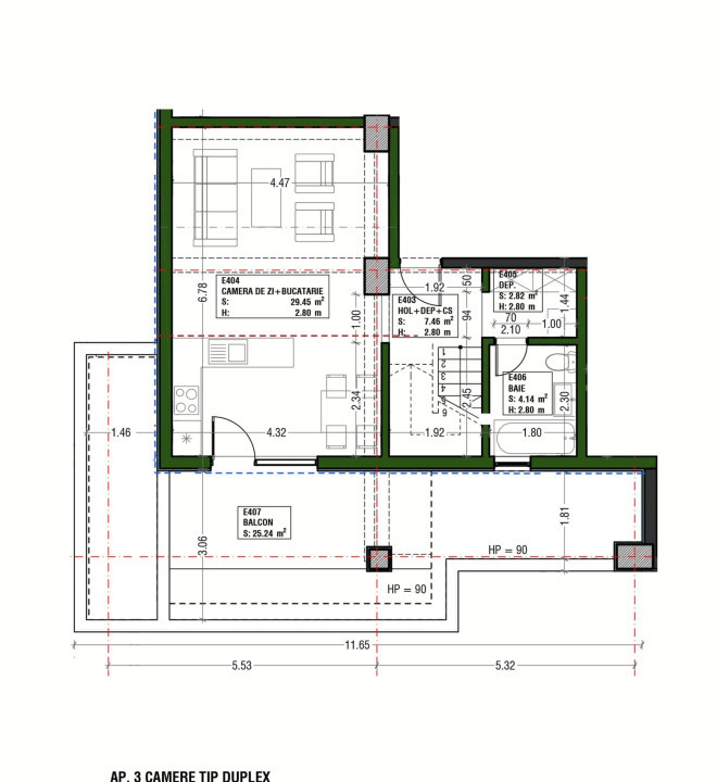 Apartament  3 camere  cu TERASA  ET 4+5 - CAMPUS